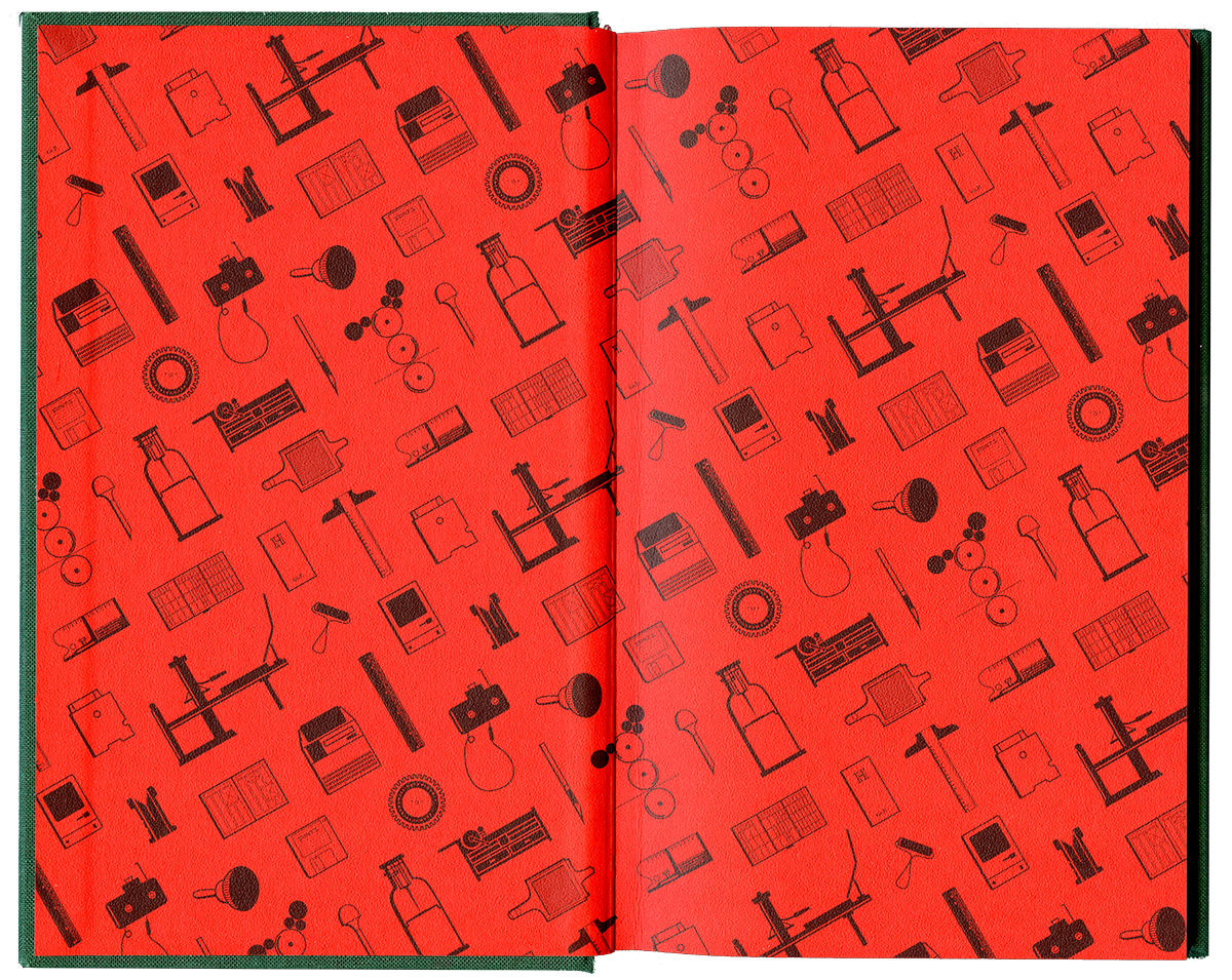Vivid red endpapers